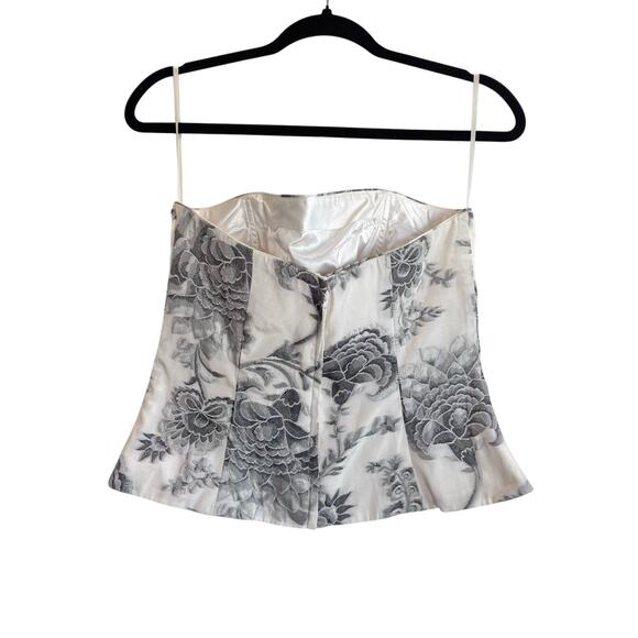 White House Black Market Floral Brocade Corset Bustier Top Size 8 Strapless - Picture 2 of 4